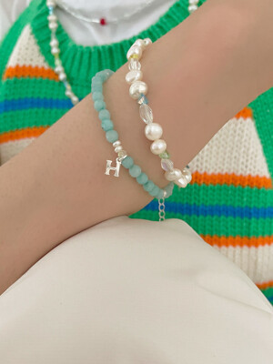 [단독]pearl pastel cut bracelet (Silver 925)