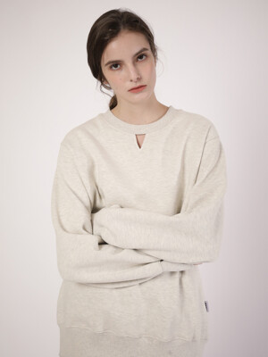 Neck Pointed Sweat Shirt Oatmeal