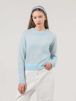 CREW NECK CROP KNIT LIGHT BLUE