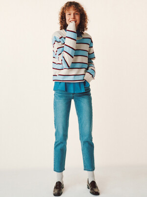 Mid-rise Slim Straight Jeans_TINT BLUE