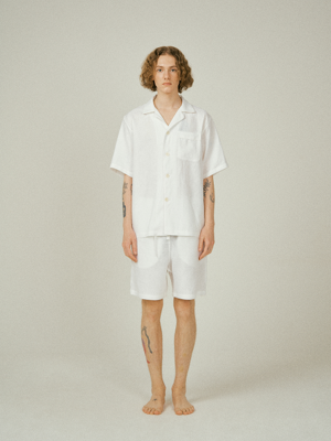 (m) Readymade Pajama Set Linen White
