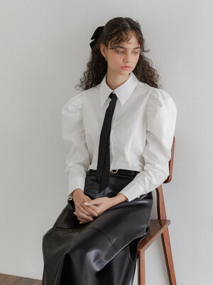 Mutton sleeve Black tie blouse