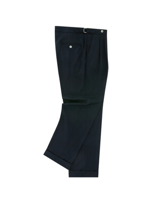 [Easy line] Two tuck Easy Trousers (Navy)