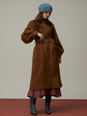 katiacho RETRO CLASSIC LONG COAT CAMEL BROWN