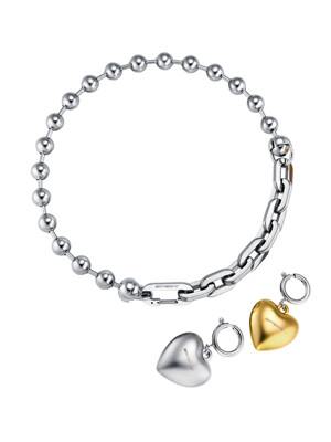 no.240 necklace heart pendant 2set