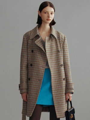 PADDINGTON Classic belted wool coat (Brown check)