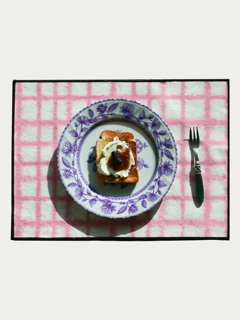 홈데코,키친,생활용품,키친 - 얀 (YAHN) - 깅엄 테이블매트 - 핑크
