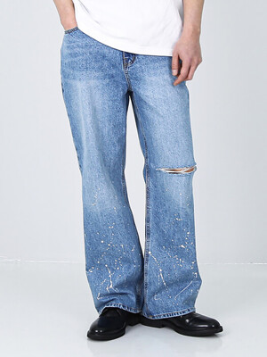 KNIFE CUT PAINT SPLATTER DENIM