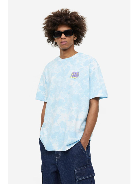티셔츠 - 에이치엔엠 (H&M) - 릴랙스핏 프린트 티셔츠 라이트 블루/스폰지밥 1059431022