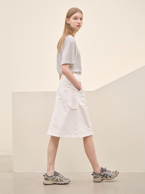 Carpenter Cotton Skirt (White)