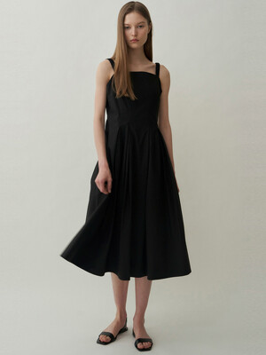 cotton strap dress (black)