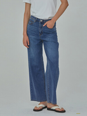 SOFT DENIM STRAIGHT WIDE PANTS BLUE