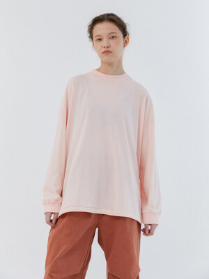 Cotton Long Sleeve T-shirt (Light pink)