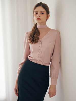 SHINING TIE BLOUSE_PINK