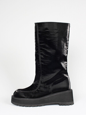 [VT x Fq] Cushiony lined long boots_hanji black