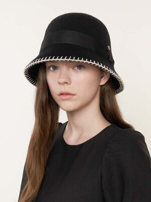 Emma Stitch Point Hat - Black
