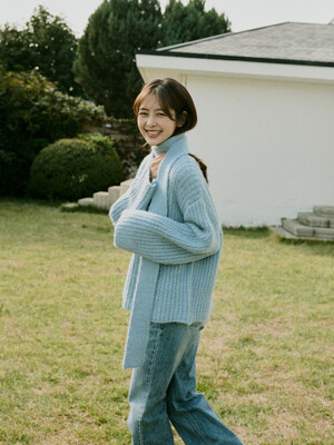 Berry knit muffler set (sky blue)