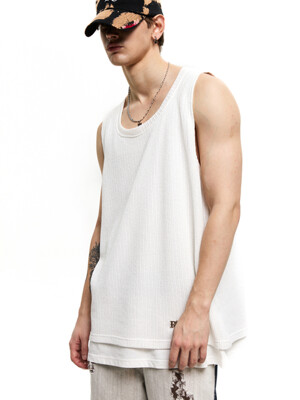 LAYERED KNIT SLEEVELESS - WHITE