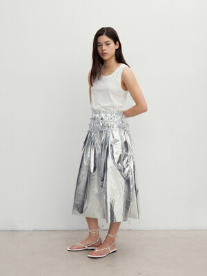 Foil shirring skirt (silver / gold)