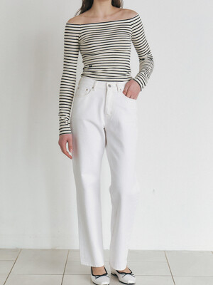 MANNON slim slouch fit denim pants_Off White