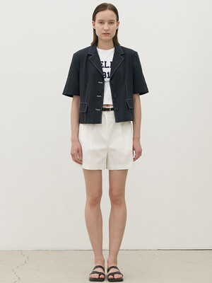 ESSENTIAL COTTON TUCK HALF PANTS S(Z-PT-5406)