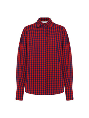 PRE-24FW Check Sleeve Tuck Shirt_RED