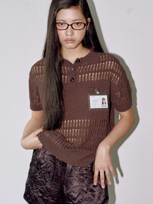 HOLEY KNIT TOP(BROWN)