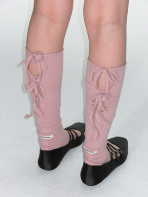 KNIT RIBBON LEG WARMERS_PINK