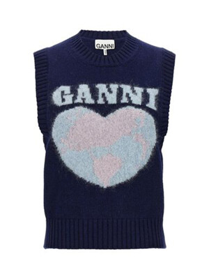 Graphic Soft Wool Mix Vest_Sky Captain_K2219