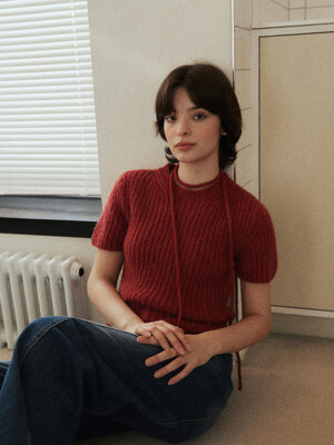 2-WAY TIE KNIT TOP_RED