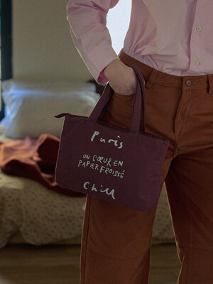 Paper Heart Puffer Tote Bag (Wine)