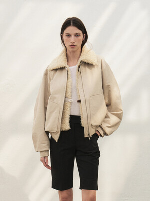 RTF FUR LAYER BOMBER_BEIGE