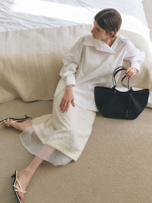 White Hairy Mid Skirt KW5SS5170_01