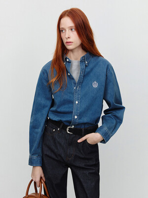 UNISEX CLASSIC BOYFRIEND DENIM SHIRT MIDNIGHT BLUE_UDSH5A102B3