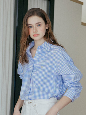 GINGHAM CHECK SHIRT_SKY BLUE