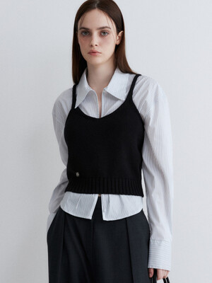 (우먼)코튼 뷔스티에 니트 블랙