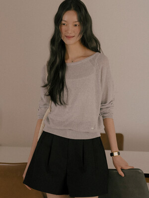 Hazel linen blended knit TISU01SW02_Light gray