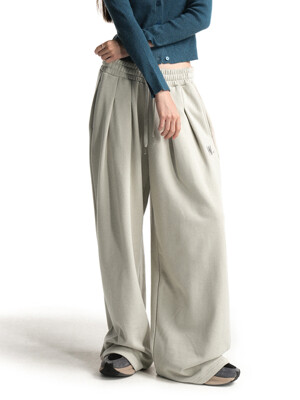 WAL signature tuck wide pants - LIGHT GREY