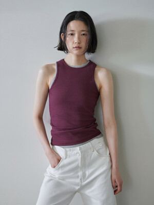 ESSENTIAL RIBBED SLEEVELESS (wine)