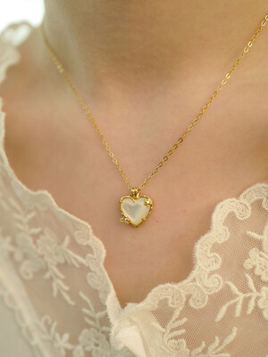 heart fleur wing necklace