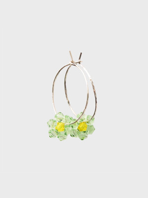 Single Summer Flower Hoop Earrings _ Green