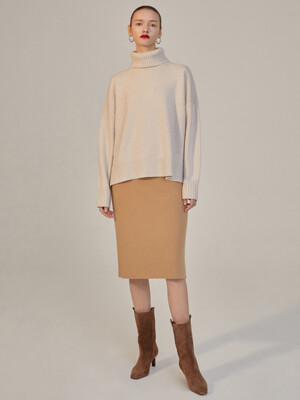 CASHMERE-BLEND KNIT SKIRT BEIGE