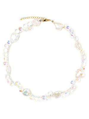 Crystal mix pearl Necklace
