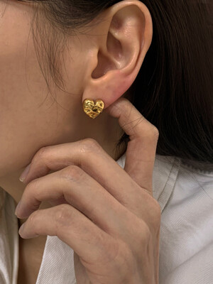Popcorn Heart Earrings - Gold