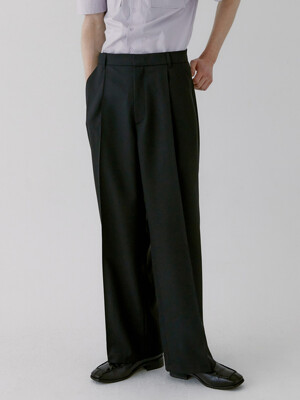 ALEX WIDE WOOL TROUSER [BLACK]