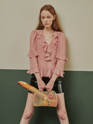 LACE FRILL BLOUSE_PINK