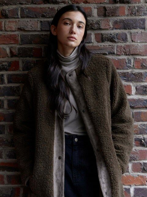 아우터 - 킬루엣 (KILHOUETTE) - eco shearing warmy reviersible coat-khaki