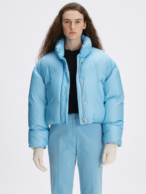 Goose down short puffer jacket - BLUE (HSJU2DH32B2)