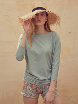 Stingray Shirring Swimwear[LMBBSW214]-Mint
