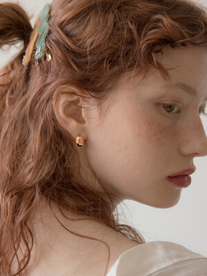 Color point mini curve gold earring (4colors)